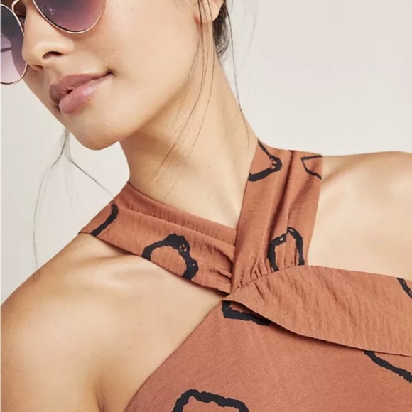 Anthropologie | Eva Franco Brown Jumpsuit with Geometric Pattern - Picture 3 of 11